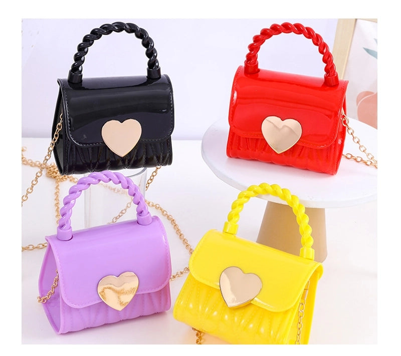 Kid’S Small PVC Cartoon Solid Color Cute Square Flip Cover Crossbody Bag