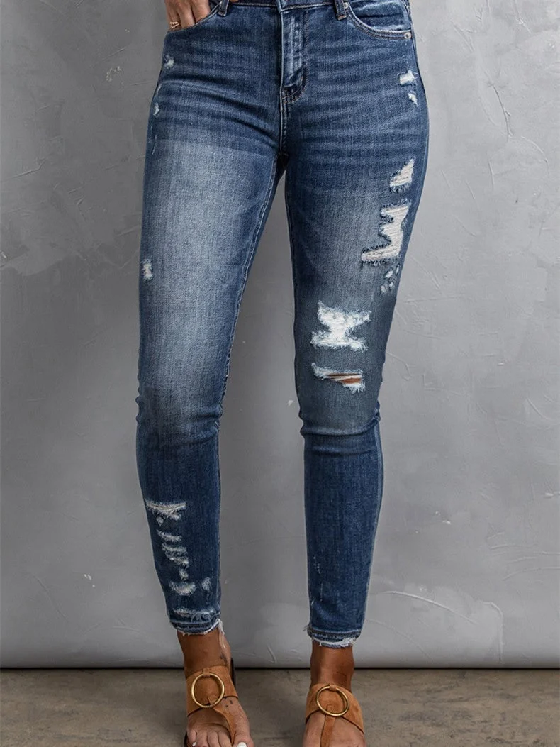 Blue Distressed Skinny Jeans