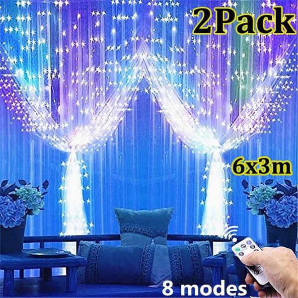 6x3m/3x3m/3x2m/3x1/1M LED String Lights Christmas Decoration Remote Control USB Wedding Garland Curtain 3M Lamp Holiday For Bedroom Bulb Outdoor Fairy,1/2Pack - Shop Trendy Women's Fashion | TeeYours