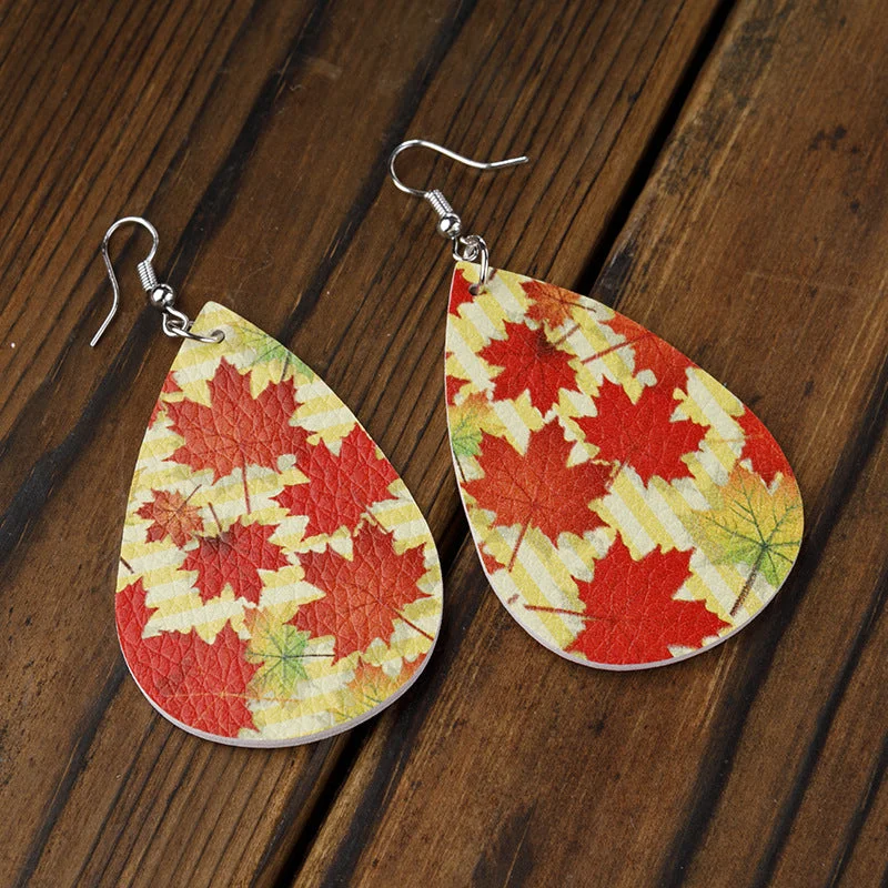 Maple Leaf Thanksgiving Leather Earrings