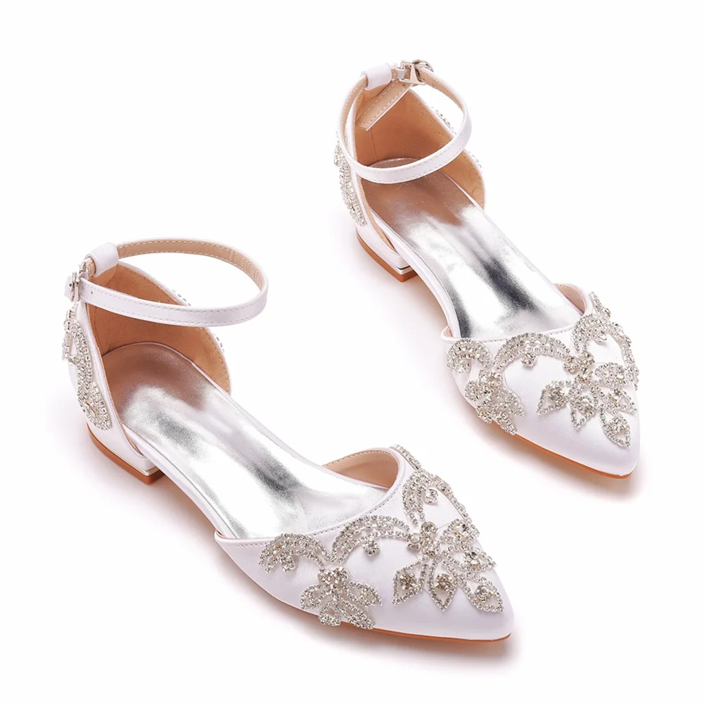 Breakj Breakj Cm Flat Heds Casual Tip Hollow Sandals Low Heeled White Bungalow Diamond Wedding Shoes Dress Shoes