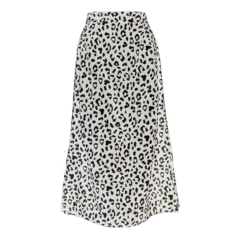 Women Leopard Print Pattern Split Skirts  Fashion High Waist Midi Skirt Beach Casual Skirt Lady High street Clothes 2023