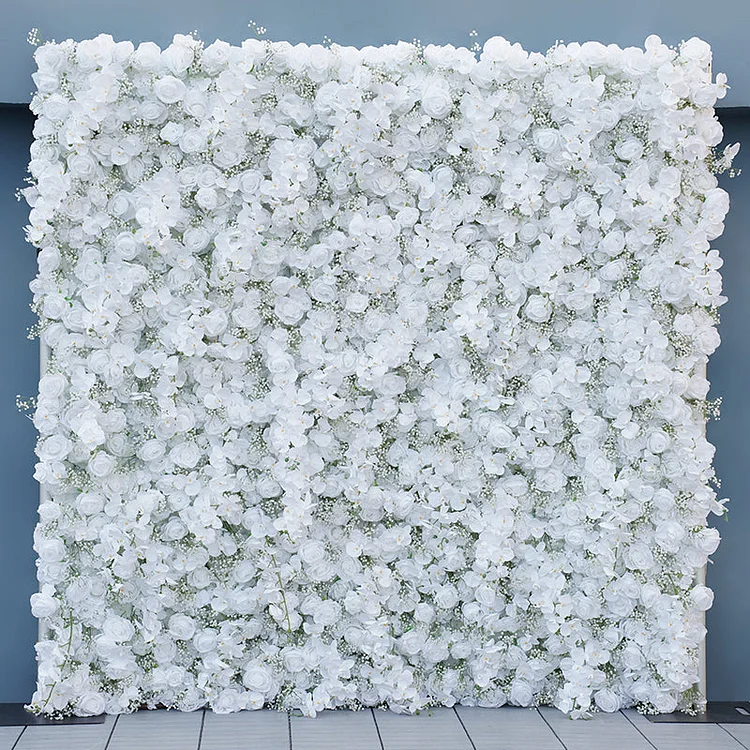 A7810 Pure White Flower Wall Wedding Backdrop Cloth Flower Wall