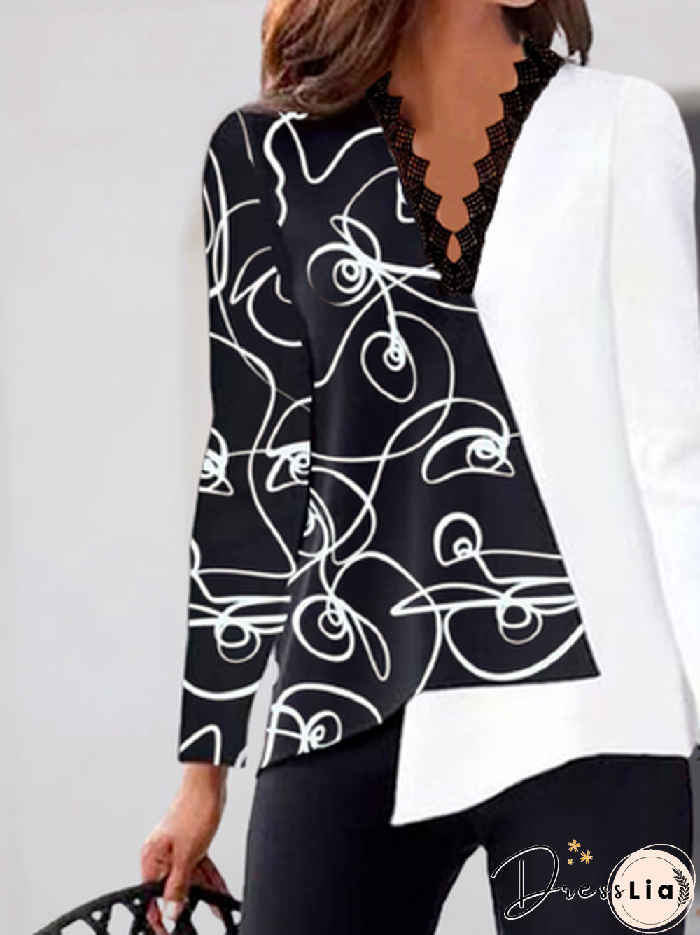 V Neck Loose Casual Tops