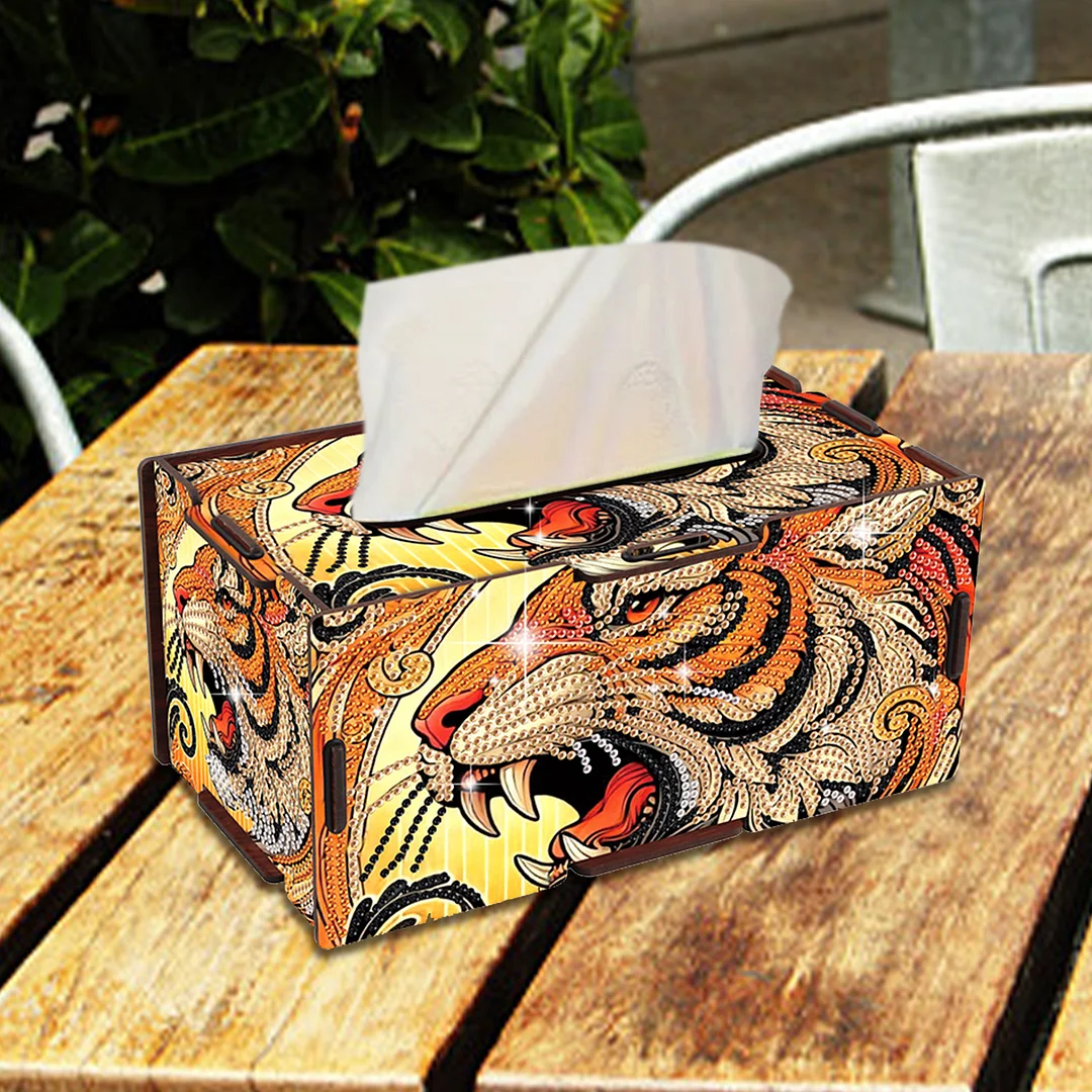 Wooden Diamond Painting Tissue Box for Home and Office Decoration (ZJH025)
