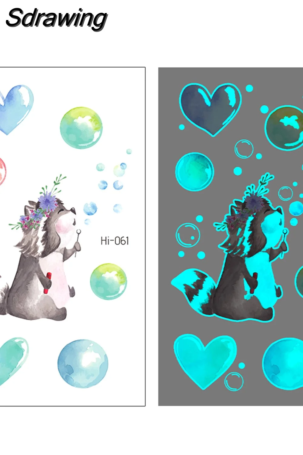 Sdrawing Temporary Tattoo Stickers Lovely Cat Star Rabbit panda Animal Festival Party Glowing Cool Face Tatoo for kid Women