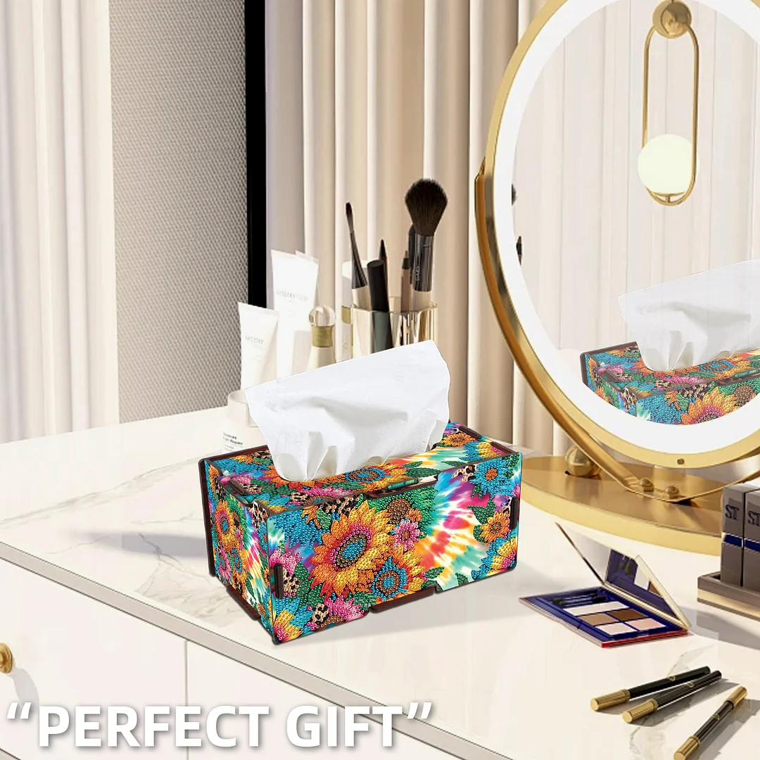 Wooden Diamond Painting Tissue Box for Home and Office Decoration (ZJH033)