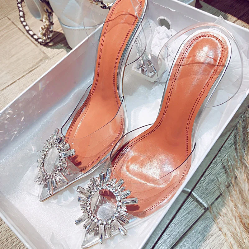 Summer high-heel transparent sandals female 2022 new i wild fairy style stiletto princess crystal shoes