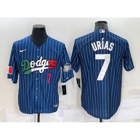 Men's Los Angeles Dodgers #7 Julio Urias Navy Mexico World Series Cool Base Stitched Baseball Jersey IV95