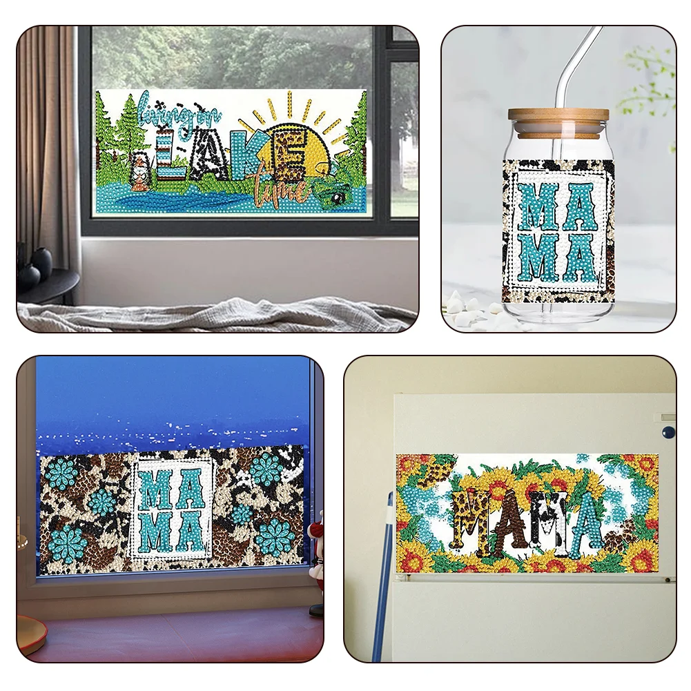 4pcs DIY Dreamcatcher Rhinestone Stickers Diamond Painting Sticker for Cup(Without Cup)