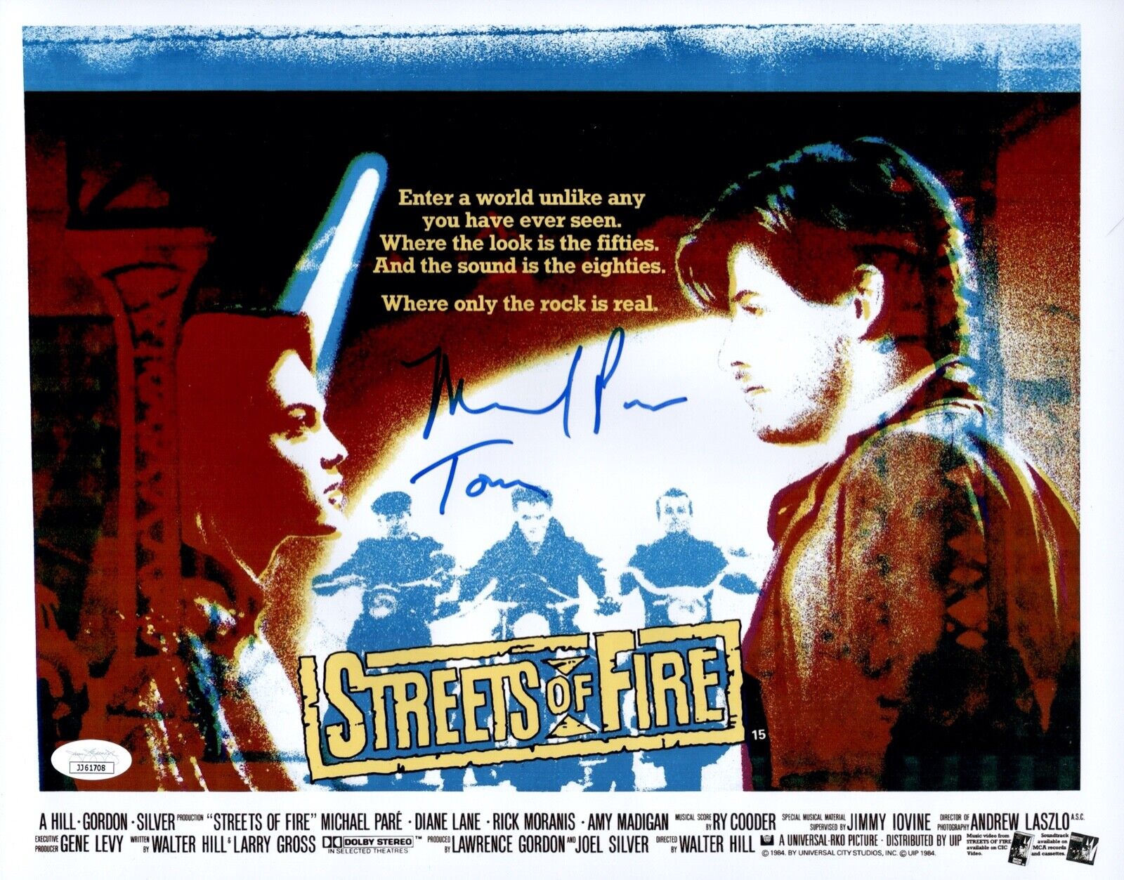 MICHAEL PARé Signed 11x14 Photo Poster painting STREETS OF FIRE PARE Autograph JSA COA Cert