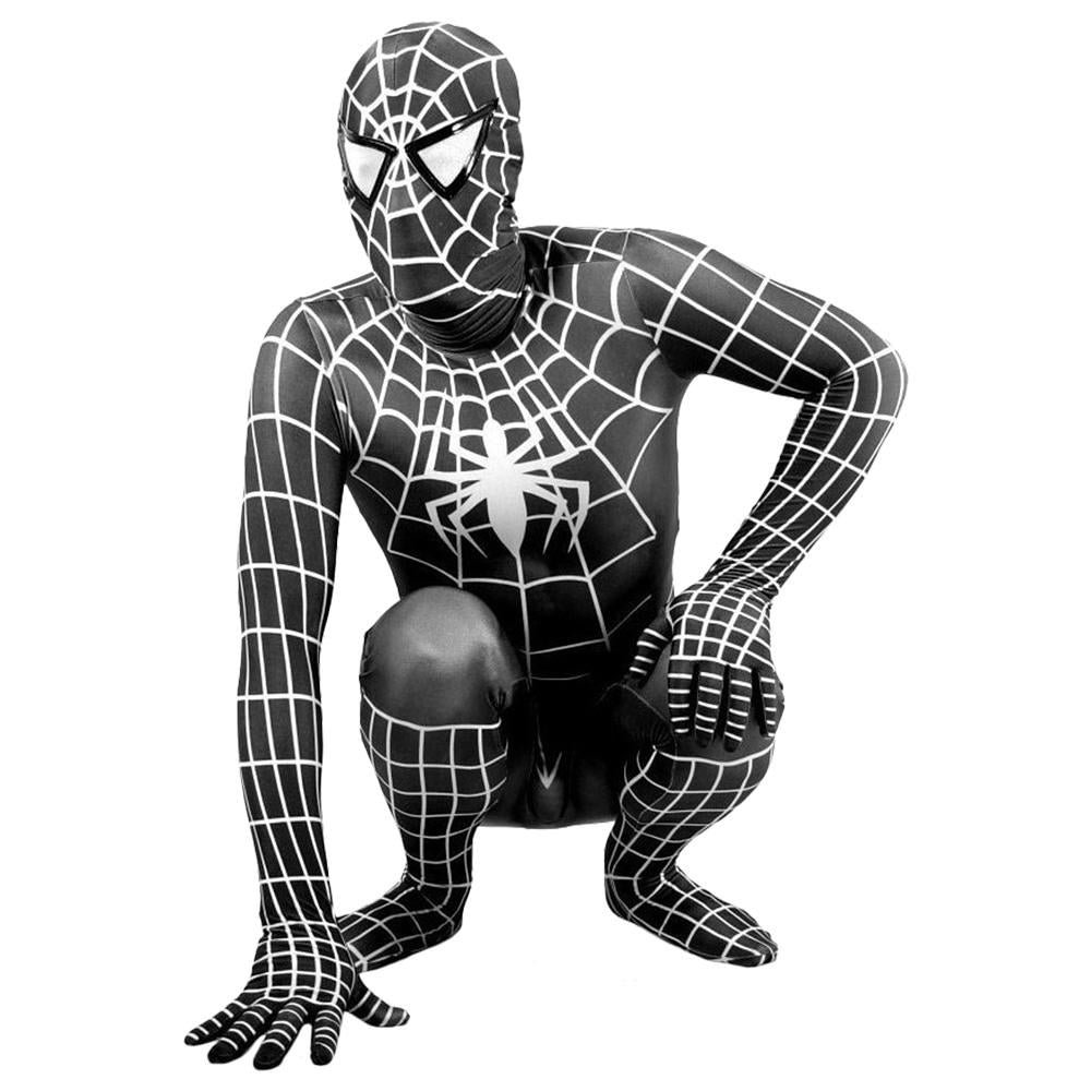 Halloween Kids Superhero Cosplay Black Spiderman Spandex Jumpsuit