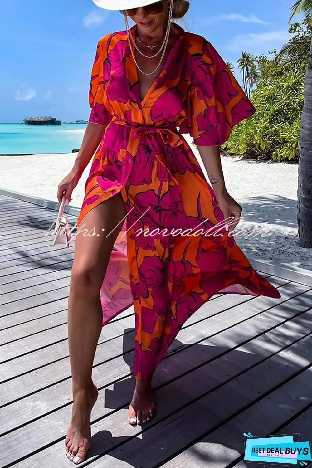 Sunshiny Days Floral Button Cover Up Maxi Dress