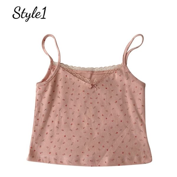 1PC Women Girls Camisole Tops Summer Short Tops Lace Slim Fit Bottoming Cute Tops - Life is Beautiful for You - SheChoic
