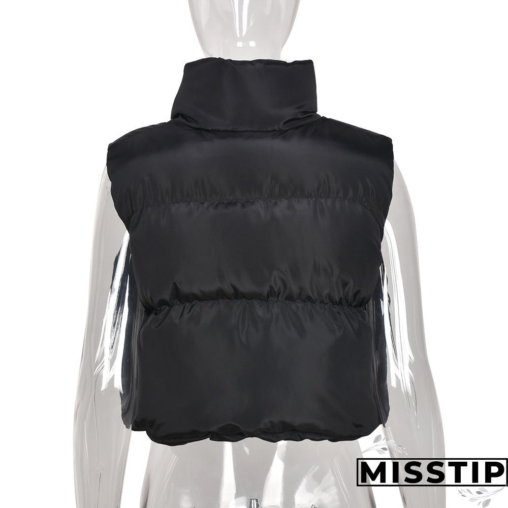 Zip Up Stand Collar Padded Puffy Vest Jackets