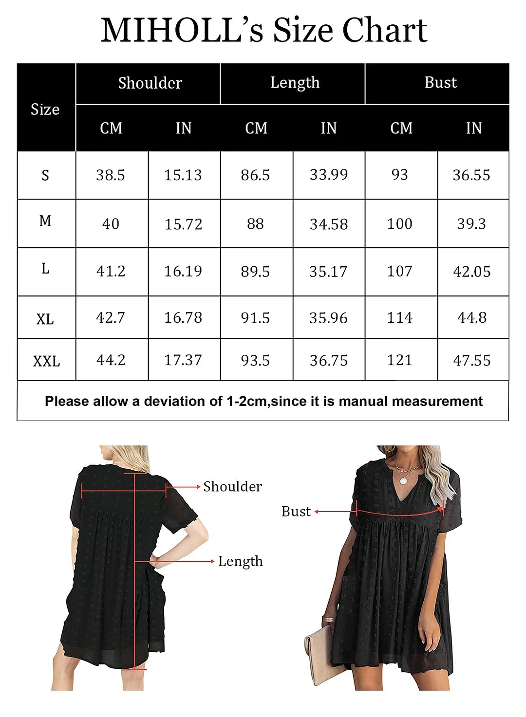 MIHOLL Women's V Neck Short Sleeve Ruffle Loose Summer Flowy Mini Dress