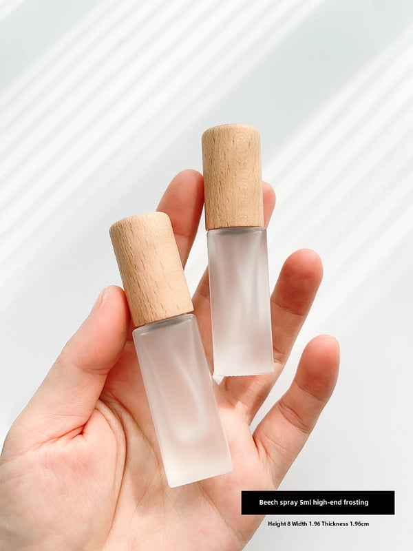 Perfume Sub-bottle High-end Portable 10 Ml Small Sample Bottle Press Bottle Glass Spray Replacement Bottle Wooden Lid Empty Bottle