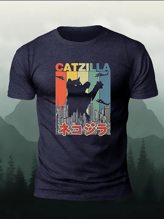 Maglietta Donna Catzilla Japanese Sunset Style - Rosa, Taglia L, Stampa Godzilla Giapponese - 3