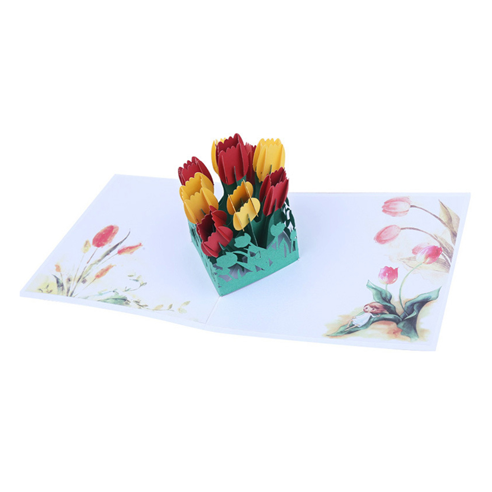 

3D Pop Up Card, Tulip Valentine Day Mothers Day Greeting Card with Envelope, 501 Original