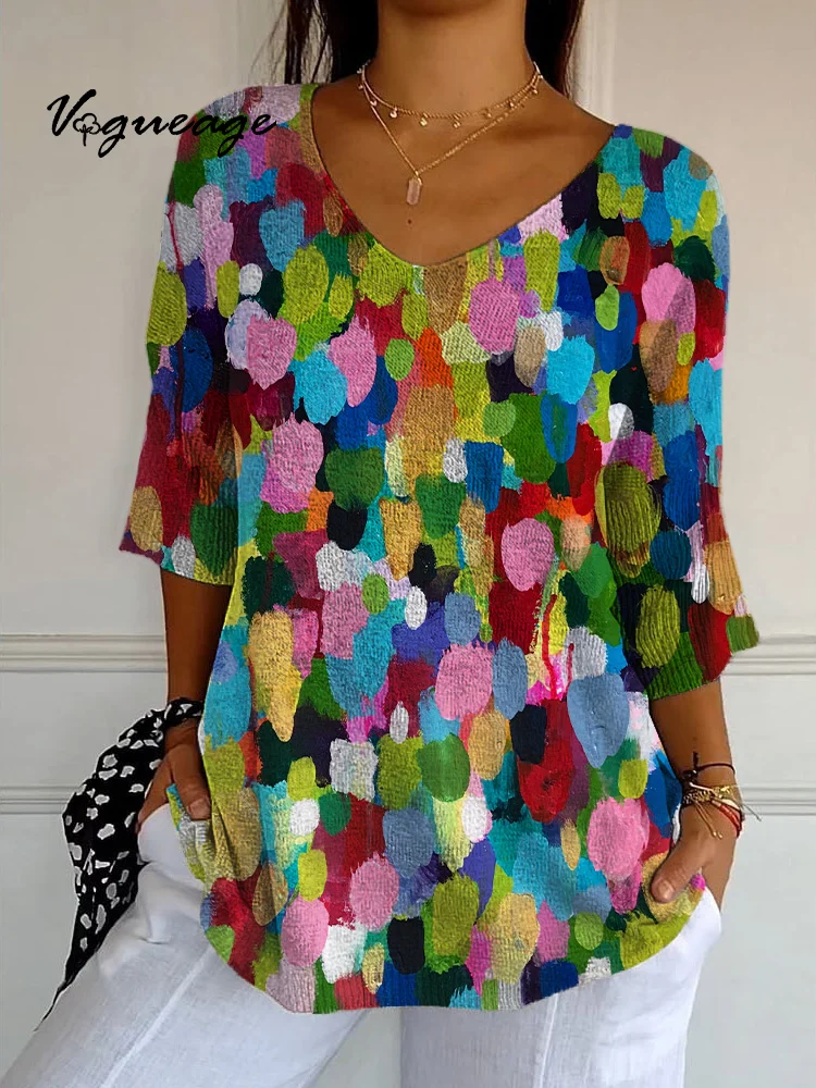 Fashionable Colorful Bright Spots Knitted Sweater