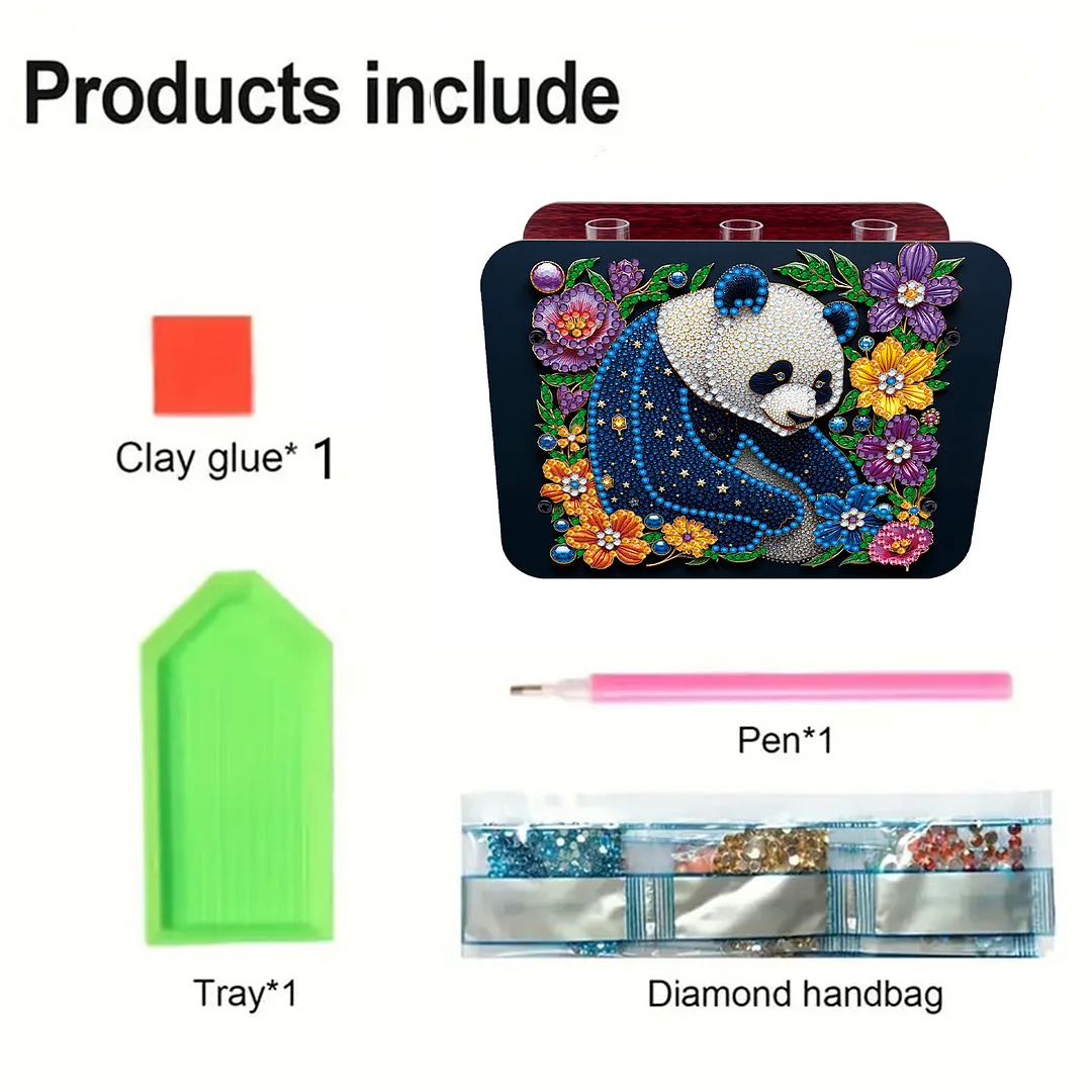 Gem Panda DIY Diamond Painting Wooden Tube Vase for Adults Gift Idea Home Decor