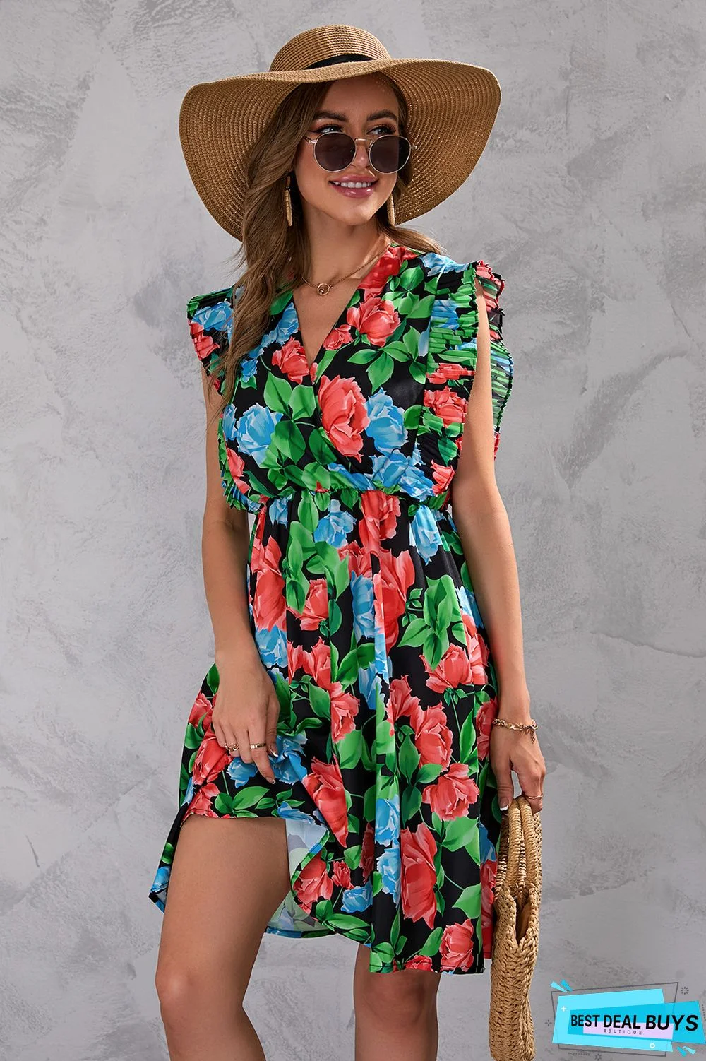 Summer Flower Print Sleeveless Dress