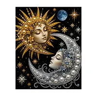 Sun Moon Faces - Pearls Painting