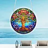 (25cm)DIY Acrylic Jigsaw Puzzle Window Hanging with Hanging Chain DIY Stained Glass Decoration Round Window Puzzle Decor for DIY Craft Project (Floral Tree of Life)