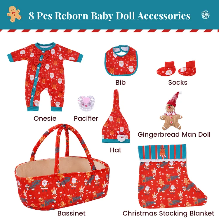 [Suitable for 17-22'' Dolls] Babeside Reborn Baby Christmas Essentials 8pcs Set