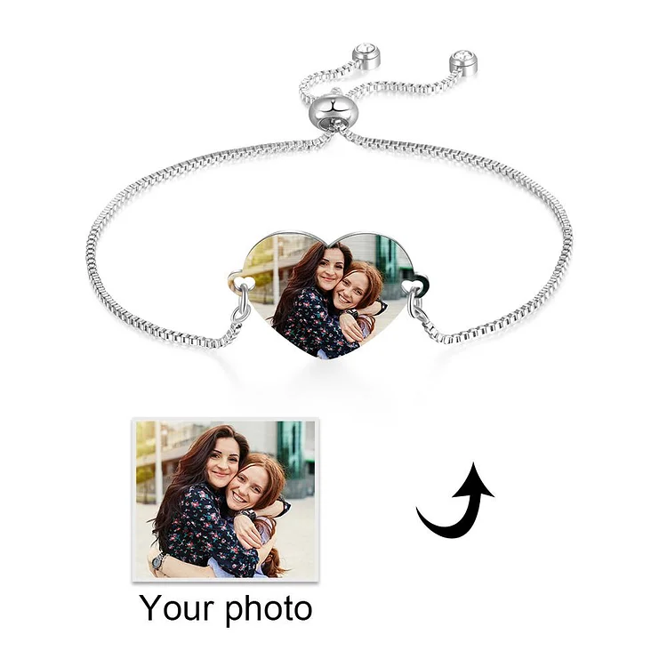 Personalized Heart Photo Bracelet Custom Photo Bracelet Gifts For Her