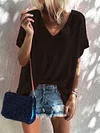 Loose Solid Color Short Sleeves T-Shirts Tops