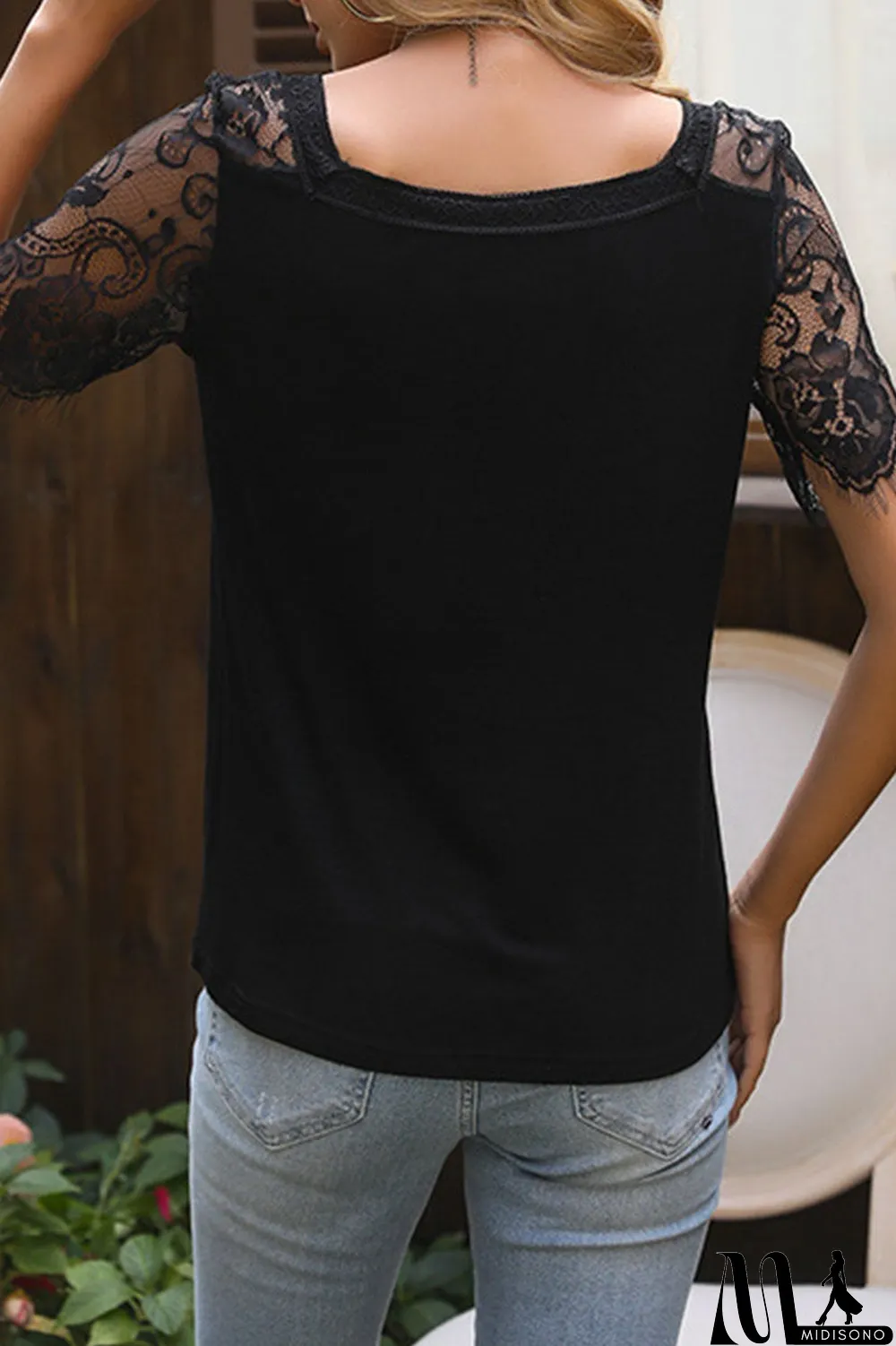 MidiSono - Fashion Street Solid Split Joint V Neck T-Shirts