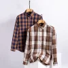 New Men's 100% Cotton Plaid Casual Long Sleeve Shirt