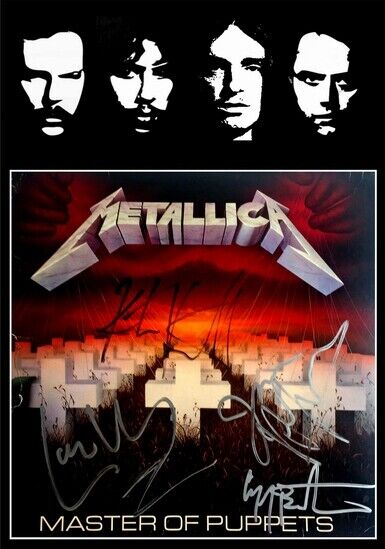 METALLICA - SIGNED LP COVER - MASTER OF PUPPETS - Photo Poster painting POSTER INSERT