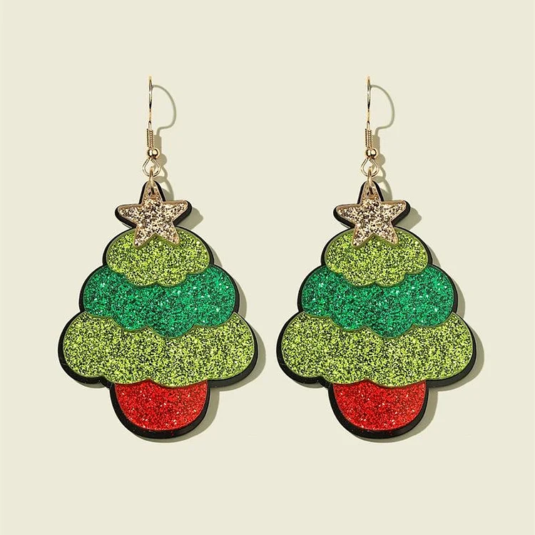 Christmas Earrings Santa Claus Elk Christmas Hat Gift Socks Acrylic Earrings