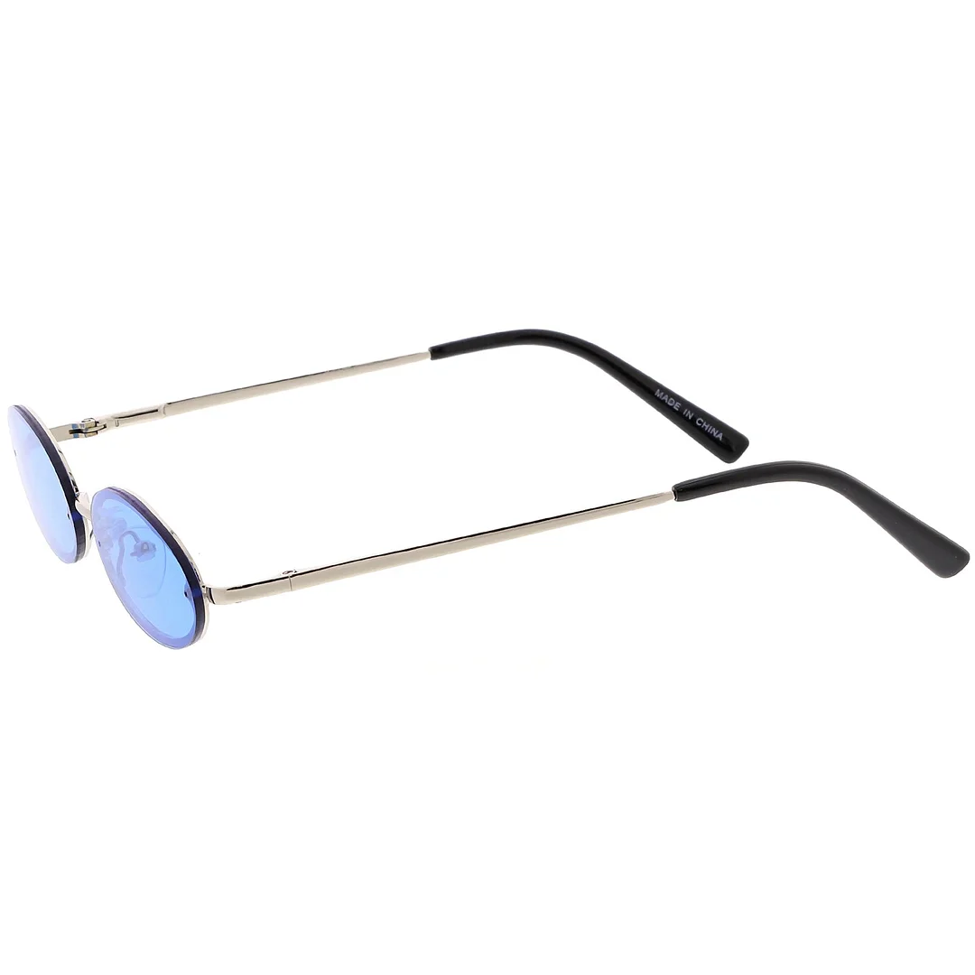 Retro Small Rimless Oval glasses Slim Arms Color Tinted Lens 54mm