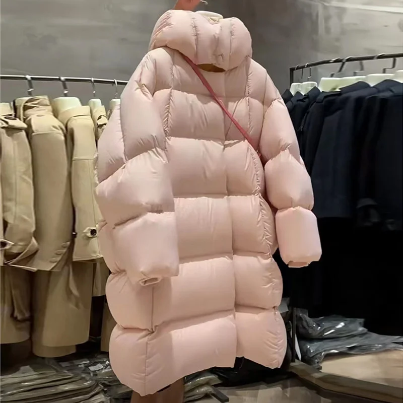 Woherb High Luxury Big 90 White Duck Down Down Jacket Women's Long 2024 Fashion Extremely Cold And Thick Puffs Warm Loose Coat-Outfit Ideas