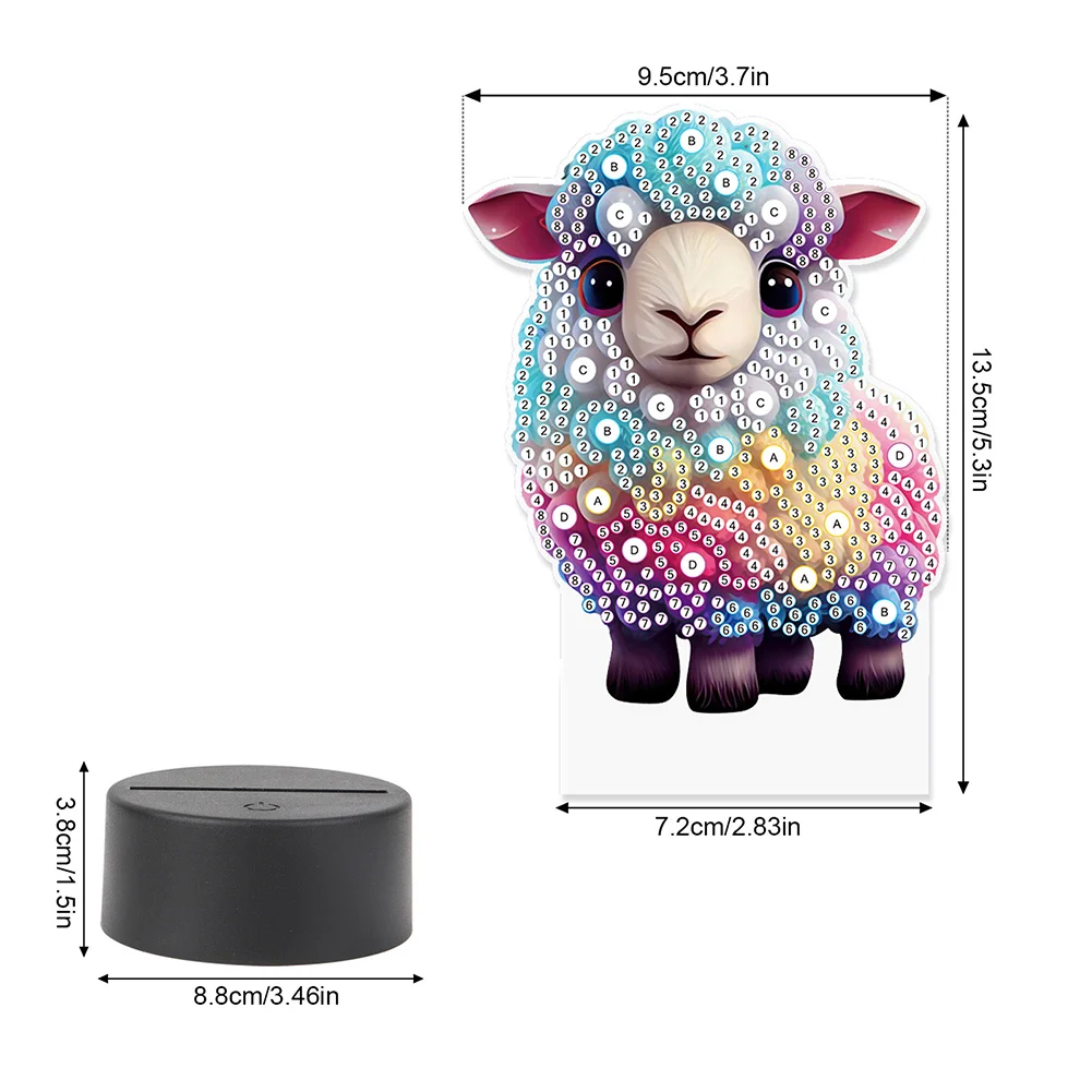 5D DIY Acrylic Sheep Double Sided Diamond Painting LED Night Light for Adults