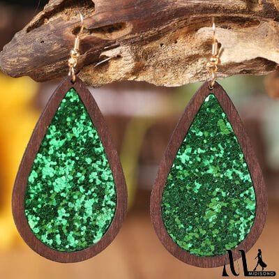 MidiSono - Sequin Wood Teardrop Earrings