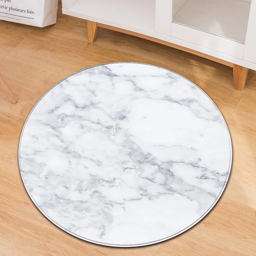 Marble Round Carpet Kids Room Bedroom Rug  Living Room 3d floral Print Computer Chair cushion Decorative Floor Bedside Mat