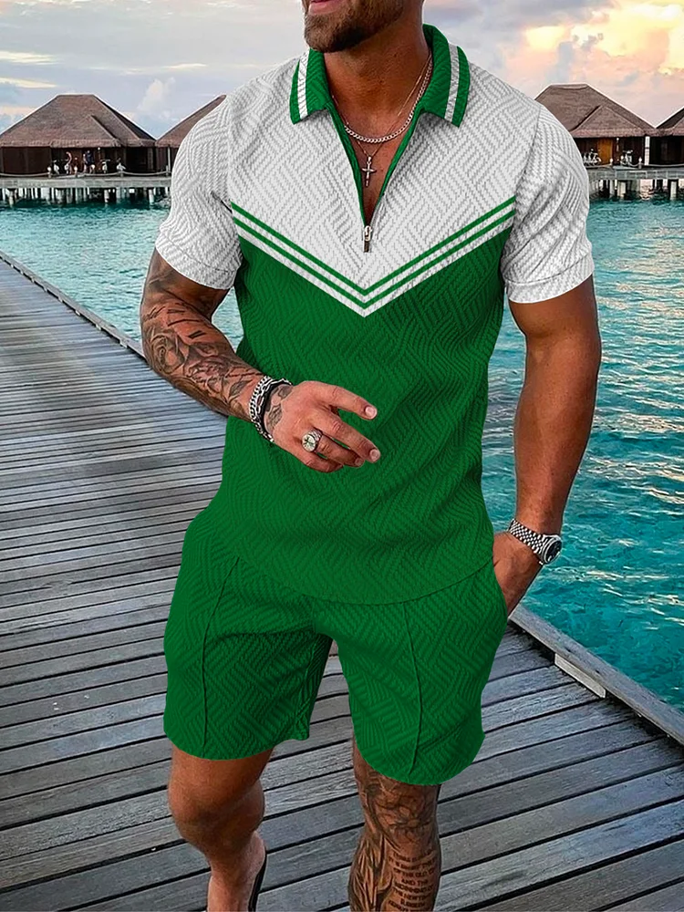 Green Printed Polo Set