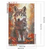 (40*60cm)Wolf in Maple Leaf -  Full Round Drill Diamond Painting