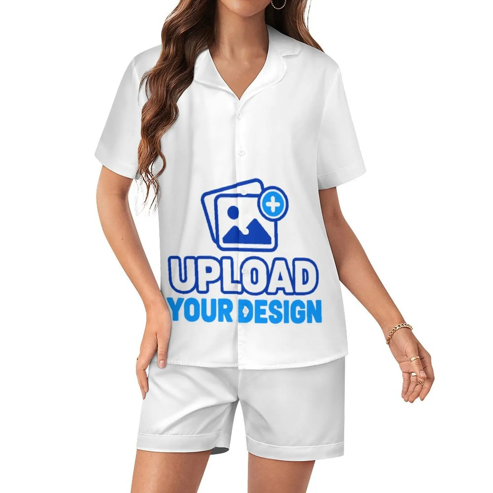 Custom Silky Short-Sleeve Button Pajama Set With Pockets product image 9