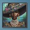 Lakeside Blue Bead Black Lady Special Shaped 5D DIY Partial Drill Diamond Art Kit 30x30cm Diamonds Dots Gem Art Kits for Adults Home Decor