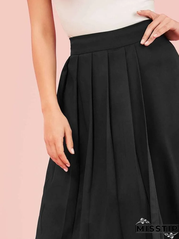 Pleated Foldover Wide Leg Cropped Pants