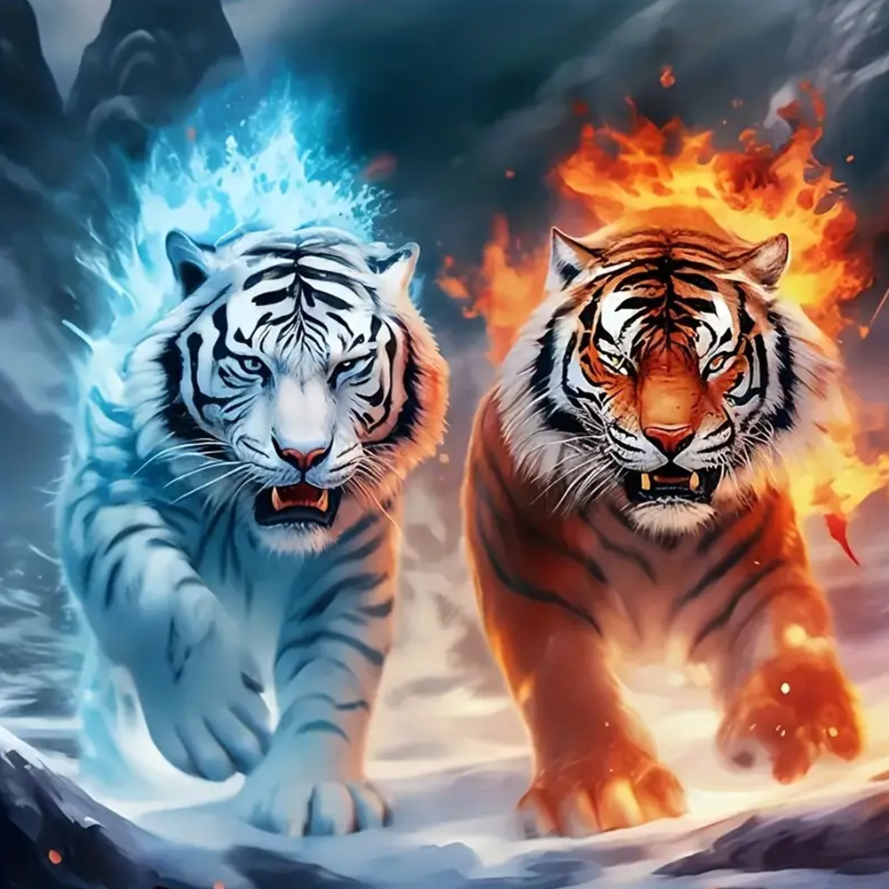 Tiger 40*40cm(canvas) full round drill diamond painting