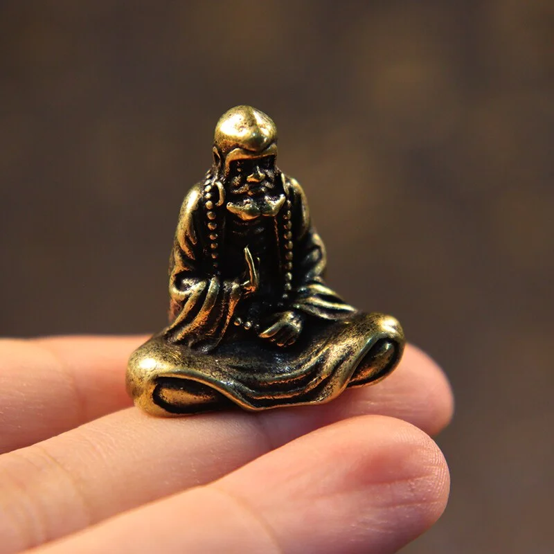 Retro Brass Dharma Buddha Mini Statue Solid Copper Bodhidharma Master Figurines Desk Decoration Handcrafts Gifts