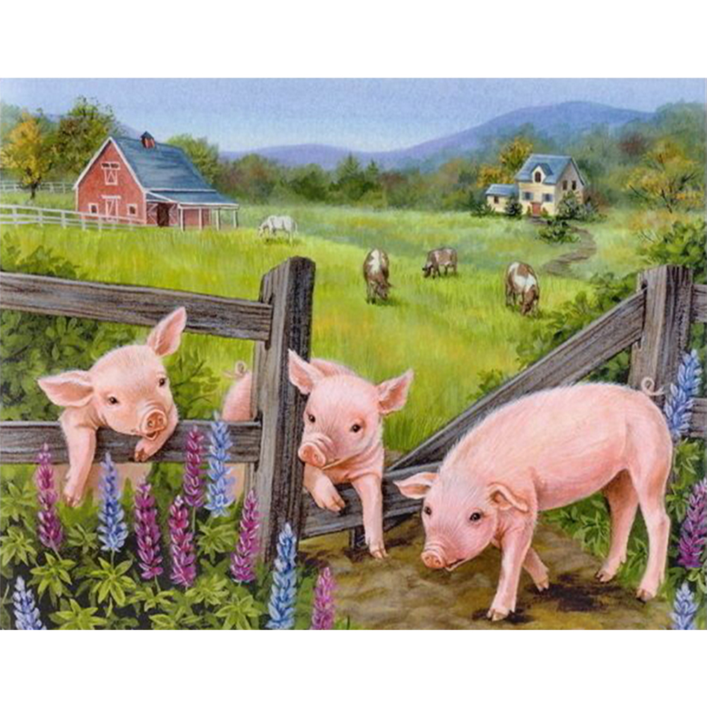 Three Little Pigs 30*40CM(Canvas) Full Square Drill Diamond Painting gbfke