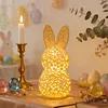 Easter Bunny Night Light 3D Printed LED Cute Rabbit Lamp Lighted Hollow Out Bunny Figurine Easter Gifts Kawaii Room Decor (5PCS)