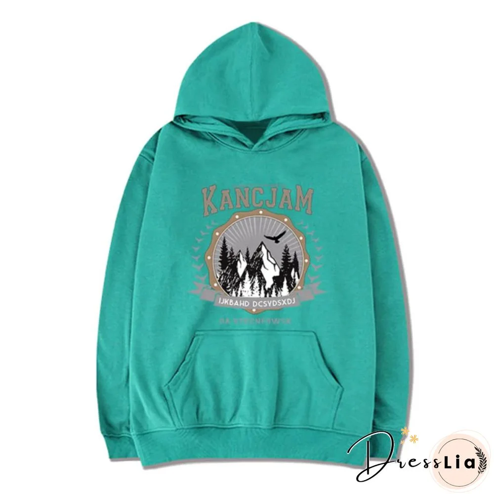 Vintage Unisex Mountains Print Oversized Hoodie